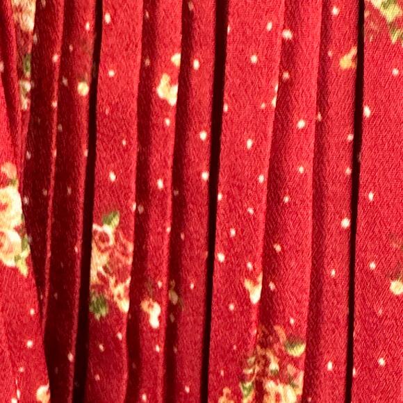 Bye Bye Y2k Mini Dress M Puff Sleeve Pleated Ditsy Floral Red Boho Fairy Cottage - Picture 6 of 16